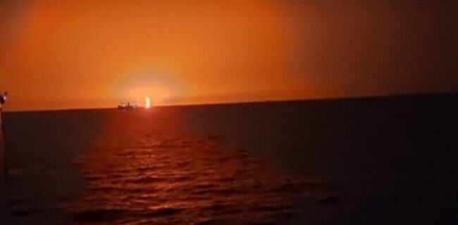 وقوع یک انفجار بزرگ در دریای خزر/فوران آتشفشان علت انفجار بود