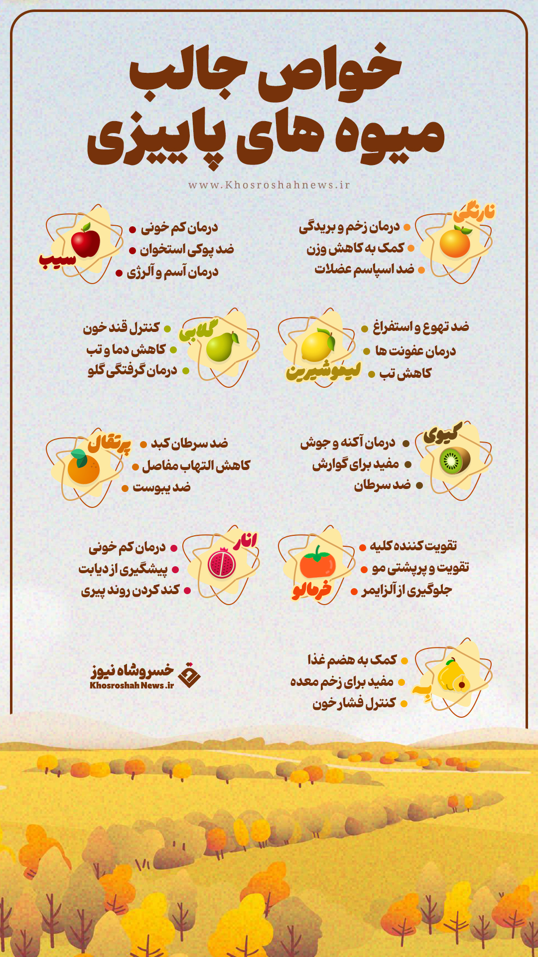 خواص میوه های پاییزی