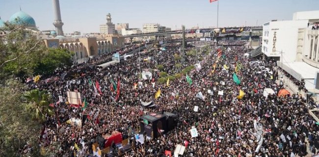 تشییع و وداع باشکوه با آقای شهید ایران در نجف و کربلا